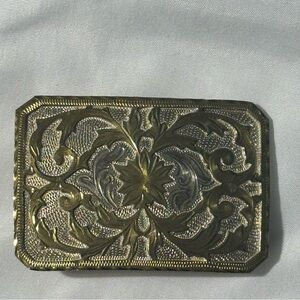 Vintage Western Belt Buckle – Made in Mexico – Silver & Gold Tone